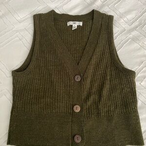 BP Olive Green Women's Cropped Sweater Vest